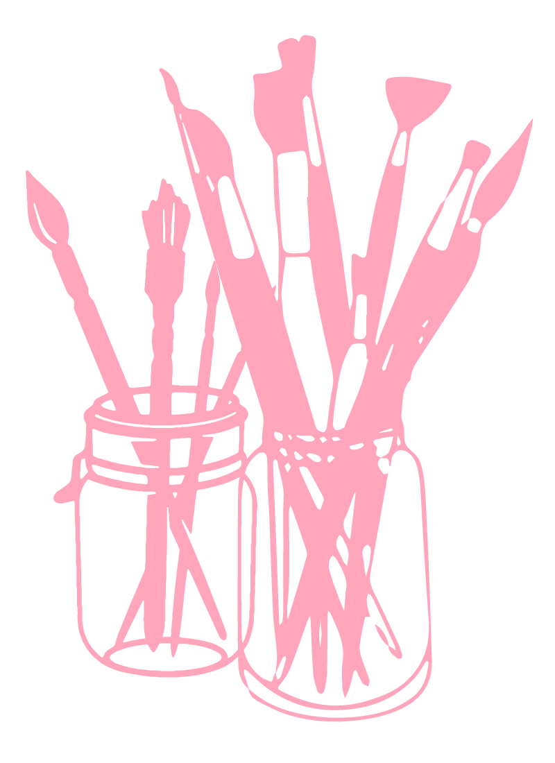 Illustration of paint brushes.