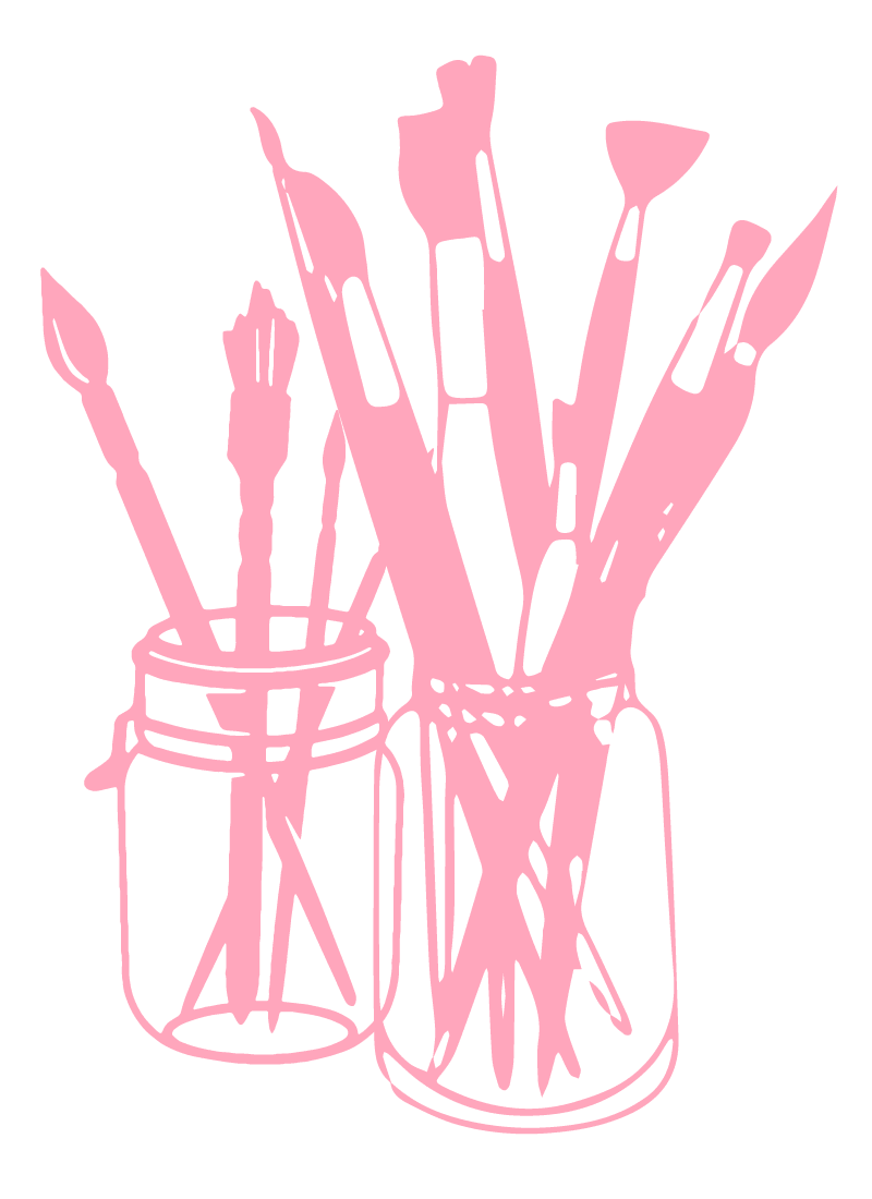 Illustration of paint brushes.